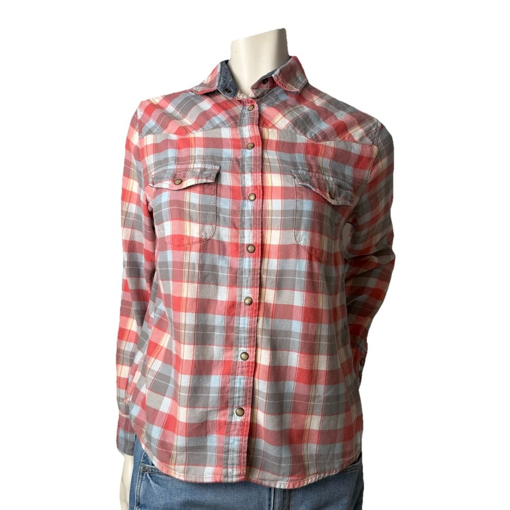 Jacks Girlfriend Women's Small Flannel Top Pearl‎ Snap Button Up Western Cowgirl
